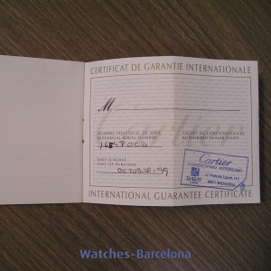 Cartier certificado de garantia internacional Cartier